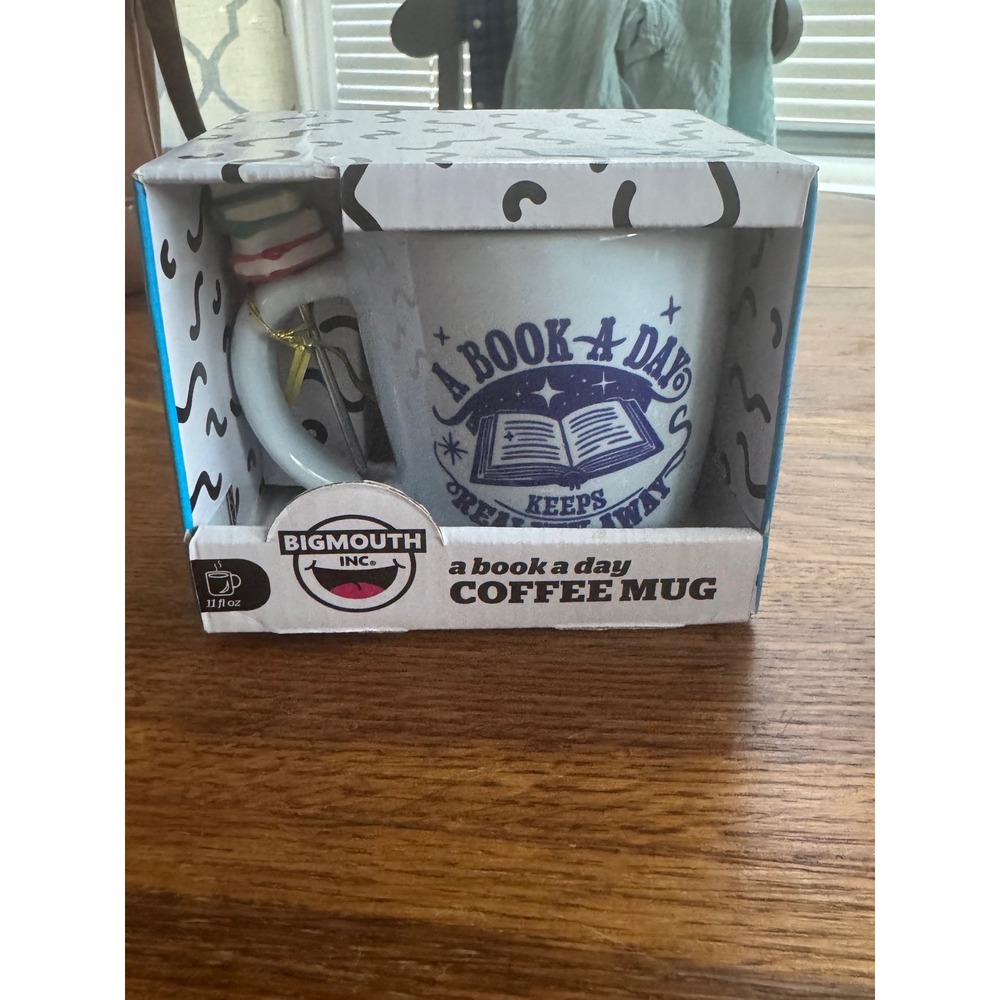 BigMouth Inc A Book a Day Coffee Mug Book Lover Removable Stirrer NIB